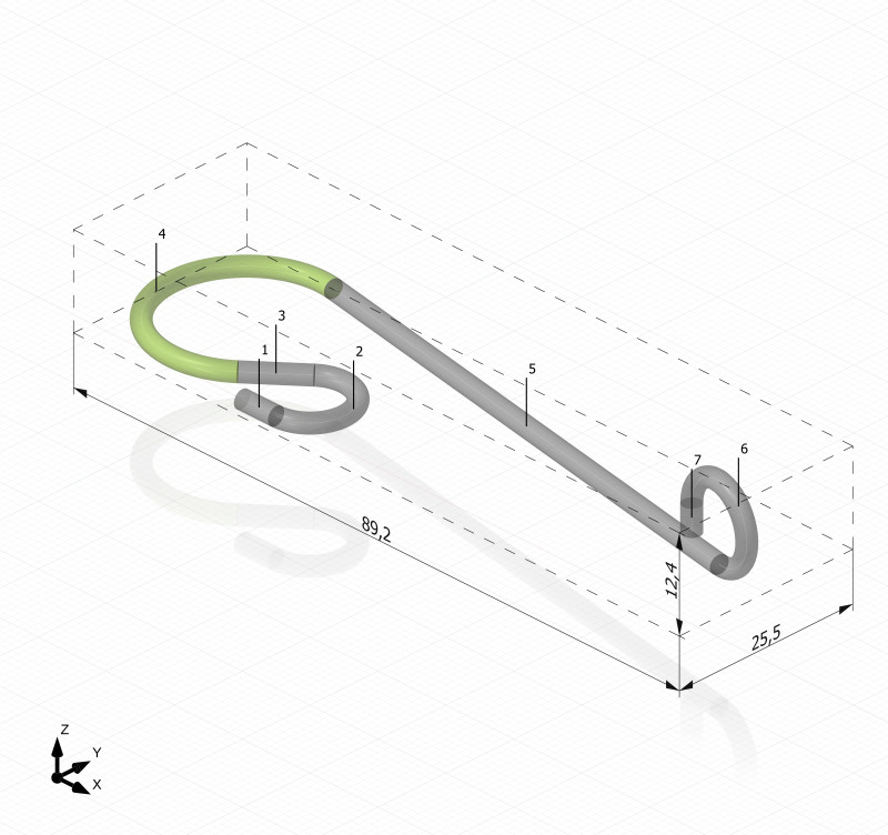 3D CAD construction of a bent wire part