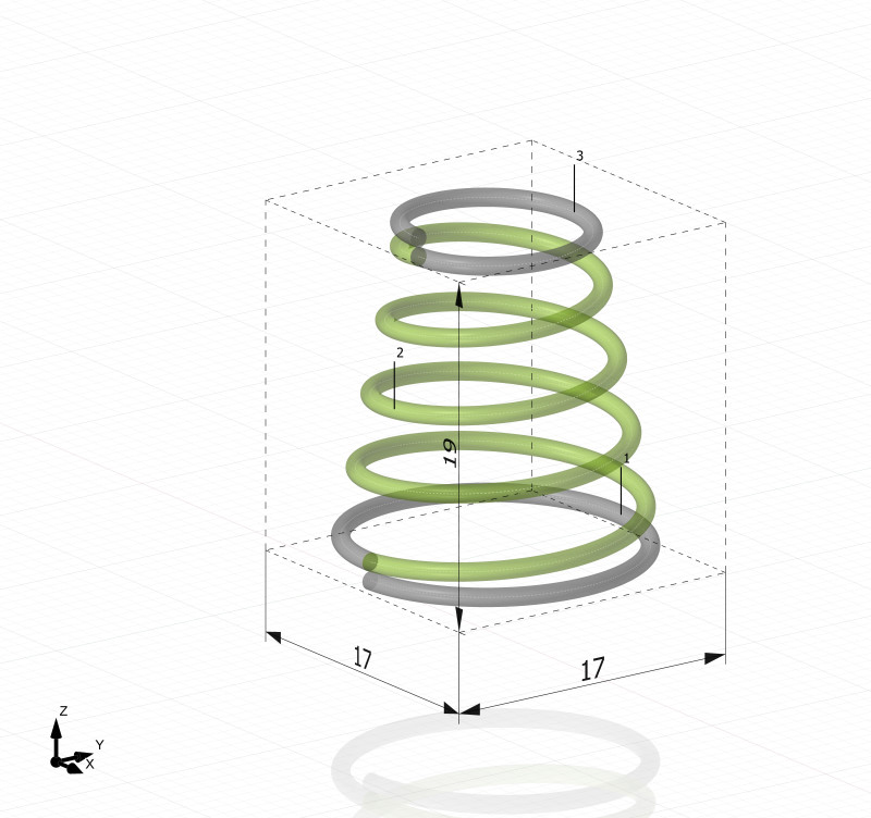 3D CAD construction of a conical compression spring