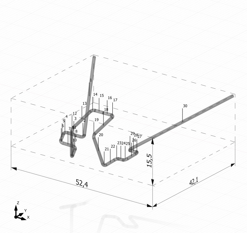 3D CAD construction of a bent wire part