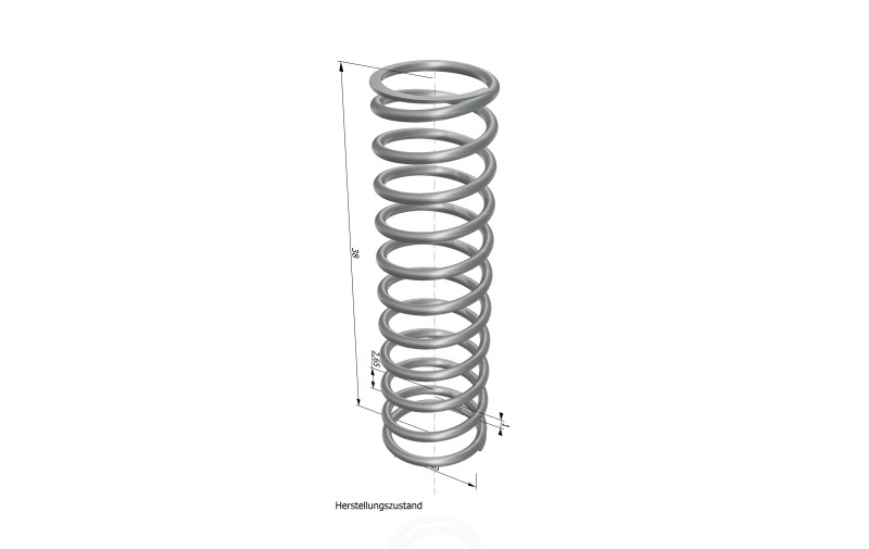 3D CAD design of a compression spring with ground spring ends